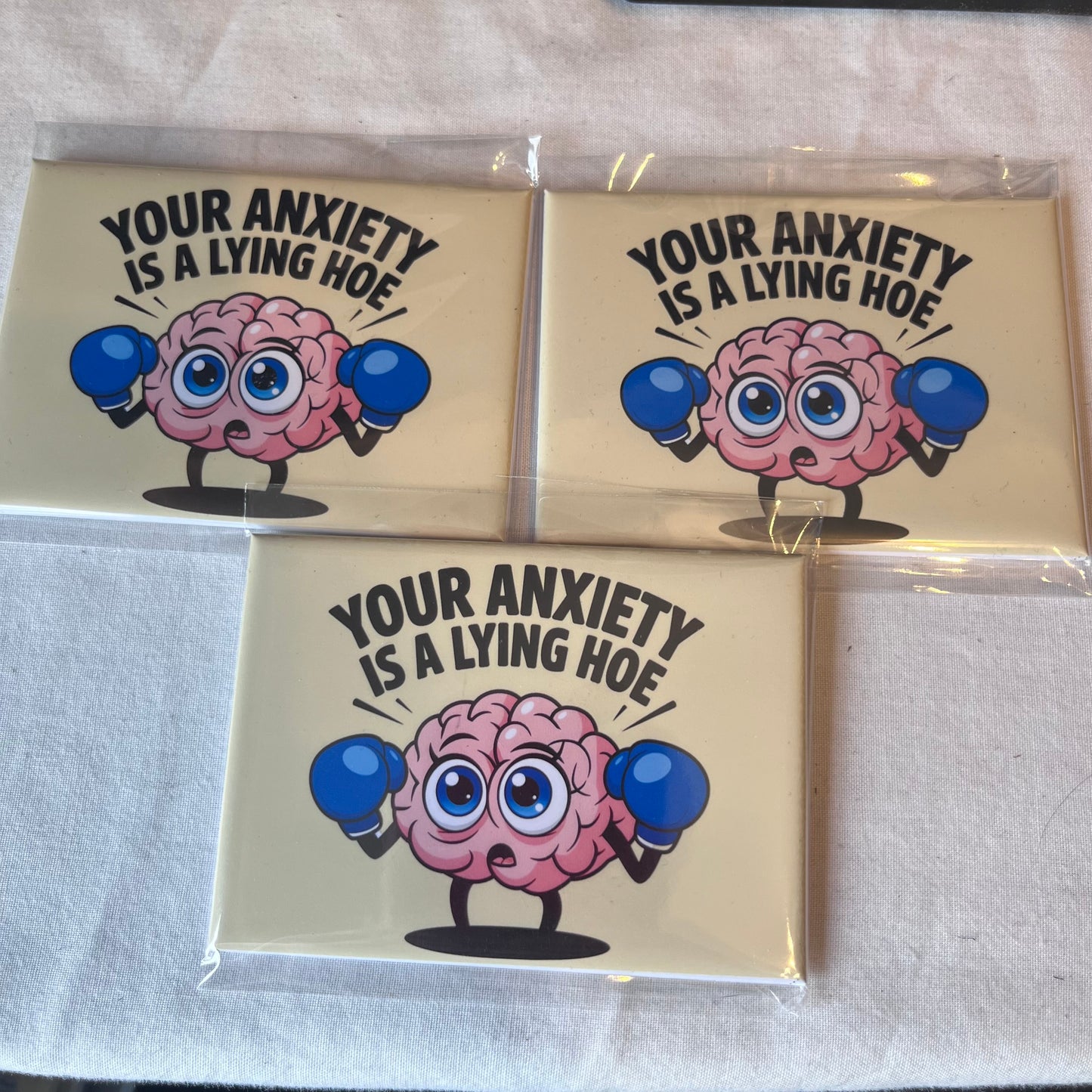 Anxiety? Nah. You’re Good. Brain with Boxing Gloves Magnet