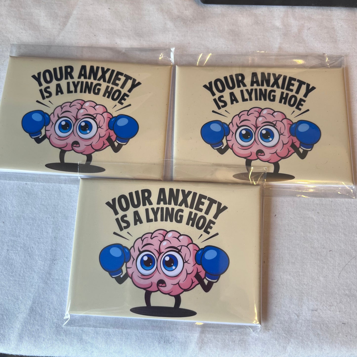 Anxiety? Nah. You’re Good. Brain with Boxing Gloves Magnet